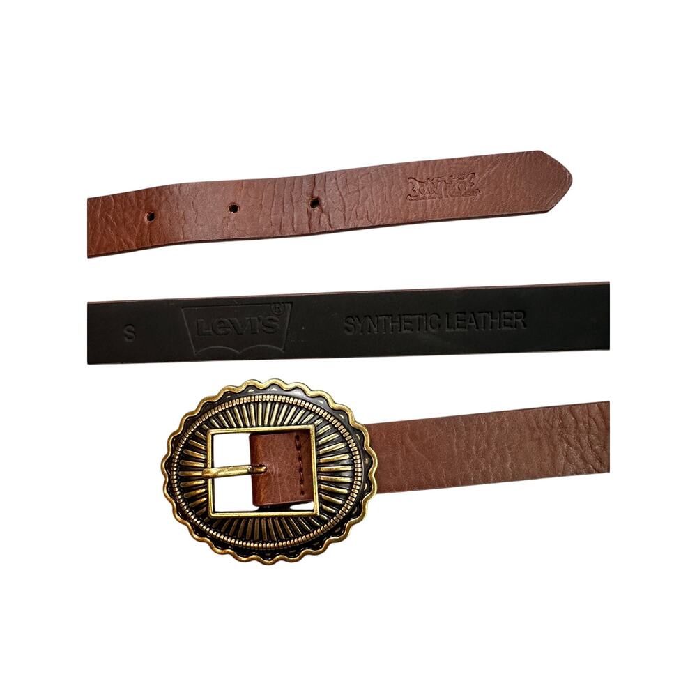 Levi's Brown Belt Western Scalloped Buckle Synthetic Leather Small Gorpcore